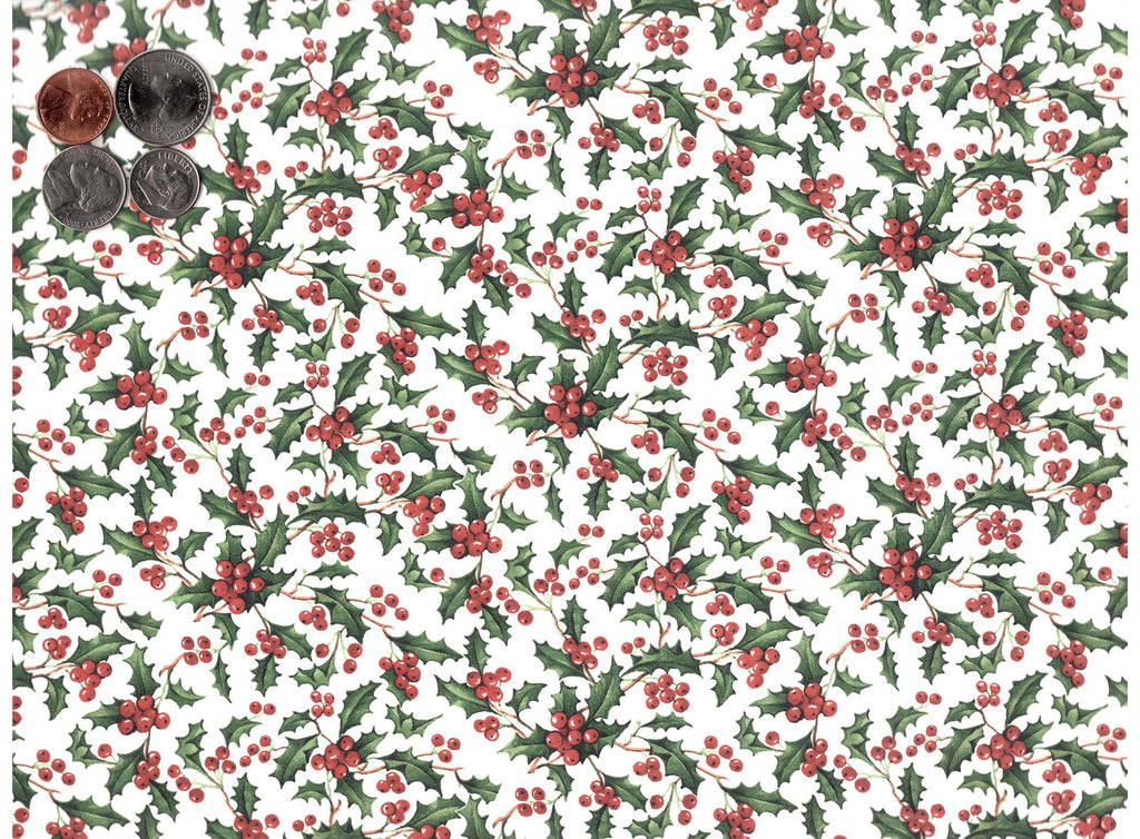 Allover Chintz Christmas Holly and Berry 9" X 13-3/4" Sheet Ceramic Decal #3056