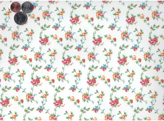 Allover Chintz Pink Yellow Flower Vine 9 x 13.5 Inch Ceramic Decal Sheet