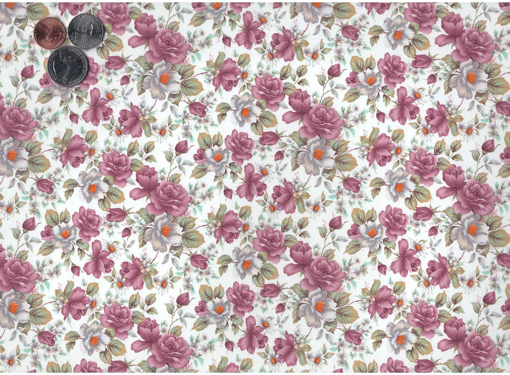 Allover Pink White Rose Flower Chintz 9" X 13-3/4" Sheet Ceramic Decal 3122