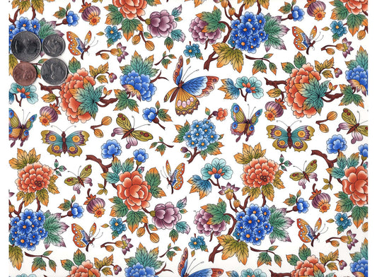 Allover Chintz Oriental Butterfly Flower 9 x 13.5 Inch Ceramic Decal Sheet
