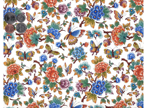 Allover Chintz Oriental Butterfly Flower Garden 9" X 13-3/4" Sheet Ceramic Decal #3232