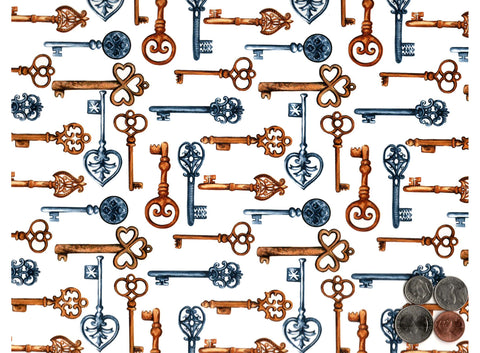 Allover Chintz Victorian Skeleton Keys 9" X 13-3/4" Sheet Ceramic Decal #3555