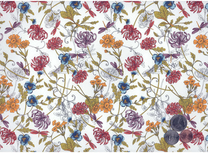 Allover Chintz Purple Yellow Pink Wildflowers 9 x 13.5 Inch Ceramic Decal Sheet