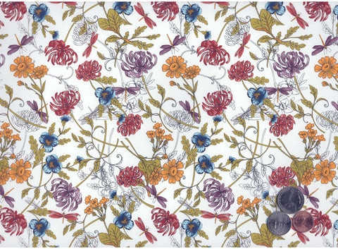 Allover Chintz Purple Yellow Pink Wildflowers 9" X 13-3/4" Sheet Ceramic Decal #3583