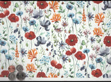 Allover Chintz Red Purple Blue Wild Flowers 9" X 13-3/4" Sheet Ceramic Decal #3628