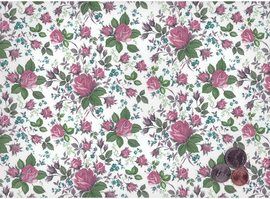 Allover Chintz Pink Rose Blooming Roses 9 x 13.5 Inch Ceramic Decal Sheet