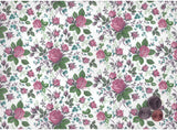Allover Chintz Pink Rose Blooming Roses 9" X 13-3/4" Sheet Ceramic Decal #6532