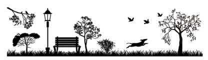 Barrette Dog Park 6 pcs 3 Inch Black Fused Glass Decals