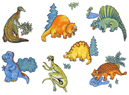 Fun Kids Dinosaurs Overglaze Ceramic Decals