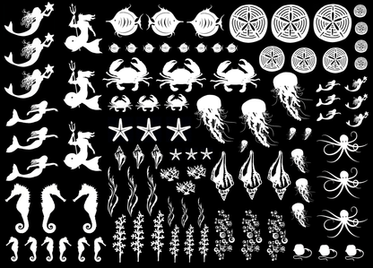 Under the Sea 96 pcs White Fused Glass Decals