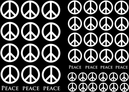 Peace Signs 47 pcs 1/2" to 1" White Fused Glass Decals
