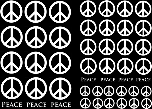 Peace Signs 47 pcs 1/2" to 1" White Fused Glass Decals