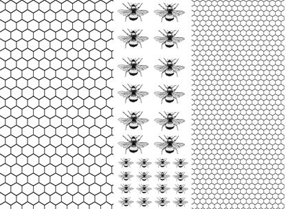 Honeycomb 28 pcs 0.25 to 0.75 Inch Bees Black Fused Glass Decals