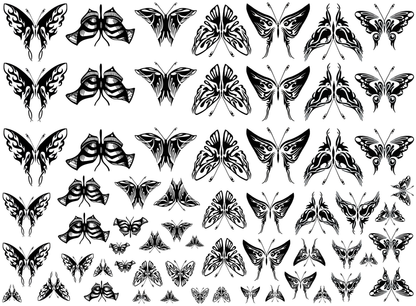 Bold Butterflies 62 Pcs 1/4 to 1 Inch Black Fused Glass Decals