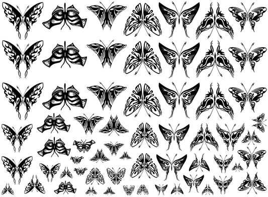 Bold Butterflies 62 Pcs 1/4 to 1 Inch Black Fused Glass Decals