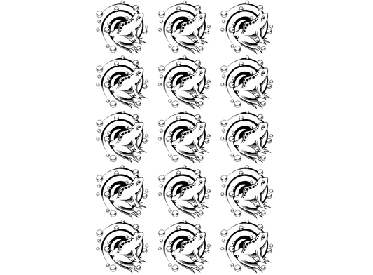 Swirl Frogs 15 pcs 1 Inch Black Fused Glass Decals