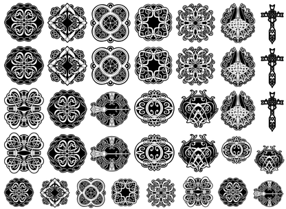 Celtic Knots 36 pcs 0.75 to 1 Inch Black Fused Glass Decals