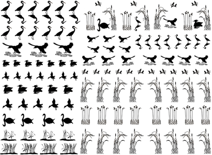 On the Lake Bird Duck 112 pcs 0.25 to 1 Inch Black Fused Glass Decals