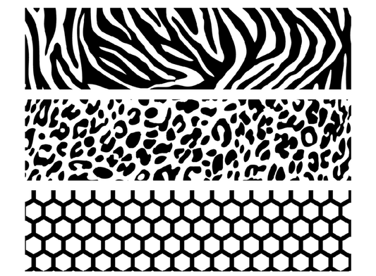 Barrette Animal Prints 6 pcs 4 Inch Black Fused Glass Decals