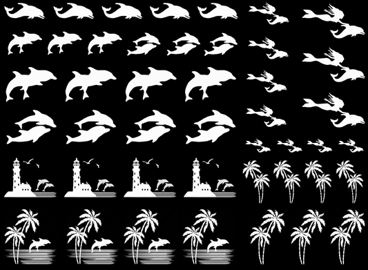 Dolphin Mermaid Lighthouse White Fused Glass Decals