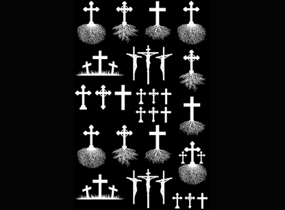 Cross Roots 26 pcs White Fused Glass Decals