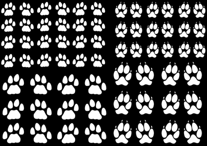 Paw Prints 66 pcs 0.5 to 0.75 White Fused Glass Decals