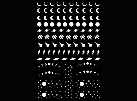 Celestial Bits 105 pcs White Fused Glass Decals