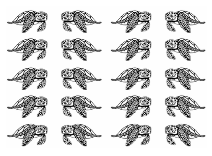 Sea Turtles 20 pcs 1 Inch Black Fused Glass Decals