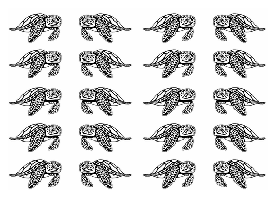 Sea Turtles 20 pcs 1 Inch Black Fused Glass Decals