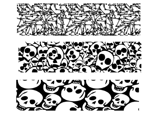 Barrette Skulls 6 pcs 4 Inch Black Fused Glass Decals