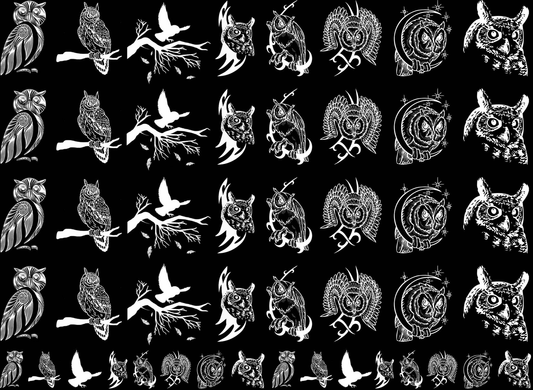 Wise Owls 48 pcs White Fused Glass Decals