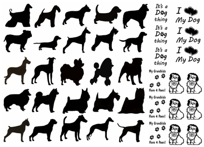 Dogs 40 pcs 0.75 to 1 Inch Black Fused Glass Decals