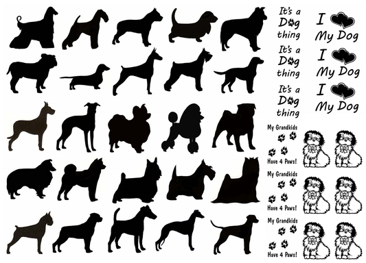 Dogs 40 pcs 0.75 to 1 Inch Black Fused Glass Decals