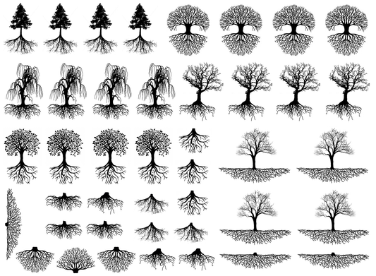 Trees Roots 42 pcs 3/8" to 1-1/4" Black Fused Glass Decals