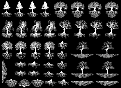 Trees Roots 42 pcs White Fused Glass Decals