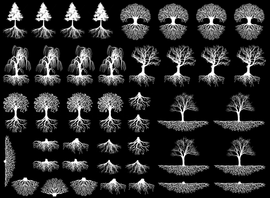 Trees Roots 42 pcs White Fused Glass Decals