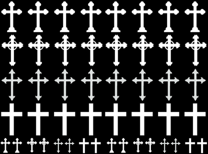 Crosses 48 pcs White Fused Glass Decals