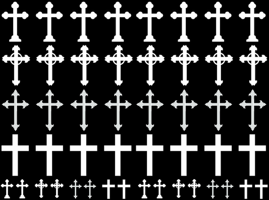Crosses 48 pcs White Fused Glass Decals