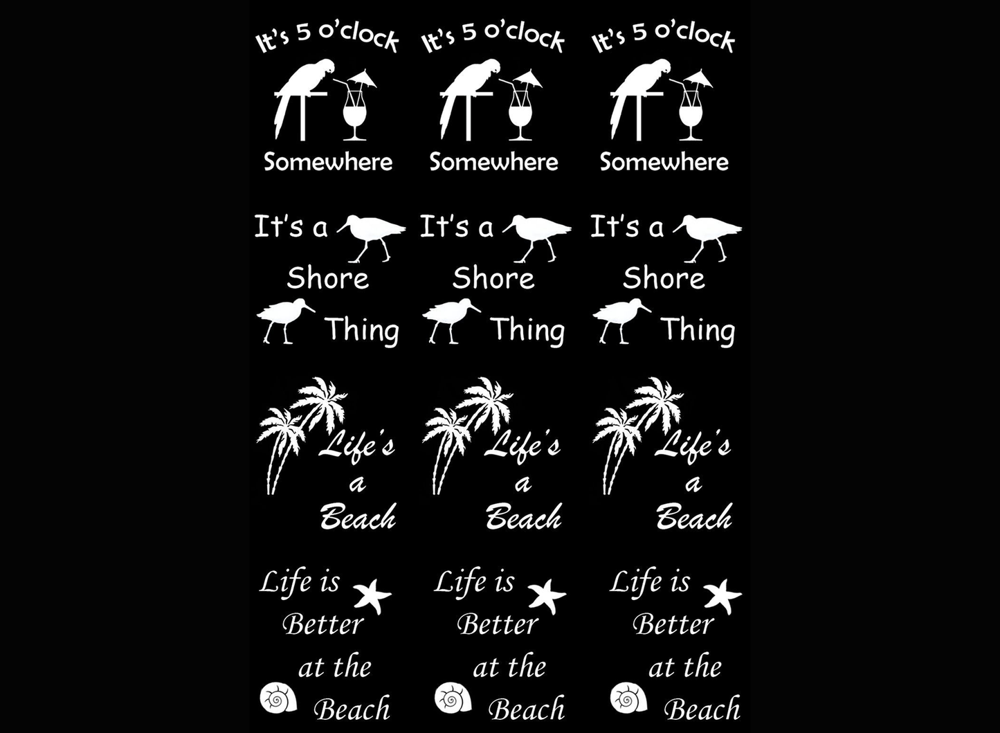 Summer Fun 12 pcs White Fused Glass Decals