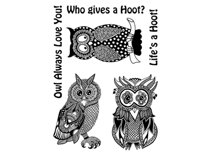 Owls 6 pcs 2 Inch Black Fused Glass Decals