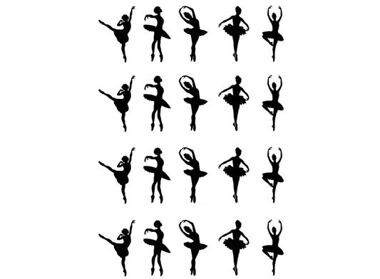 Ballerina 20 pcs 1 Inch Black Fused Glass Decals