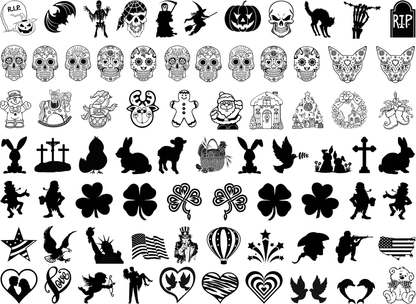 Holiday 74 pcs 0.65 Inch Black Fused Glass Decals
