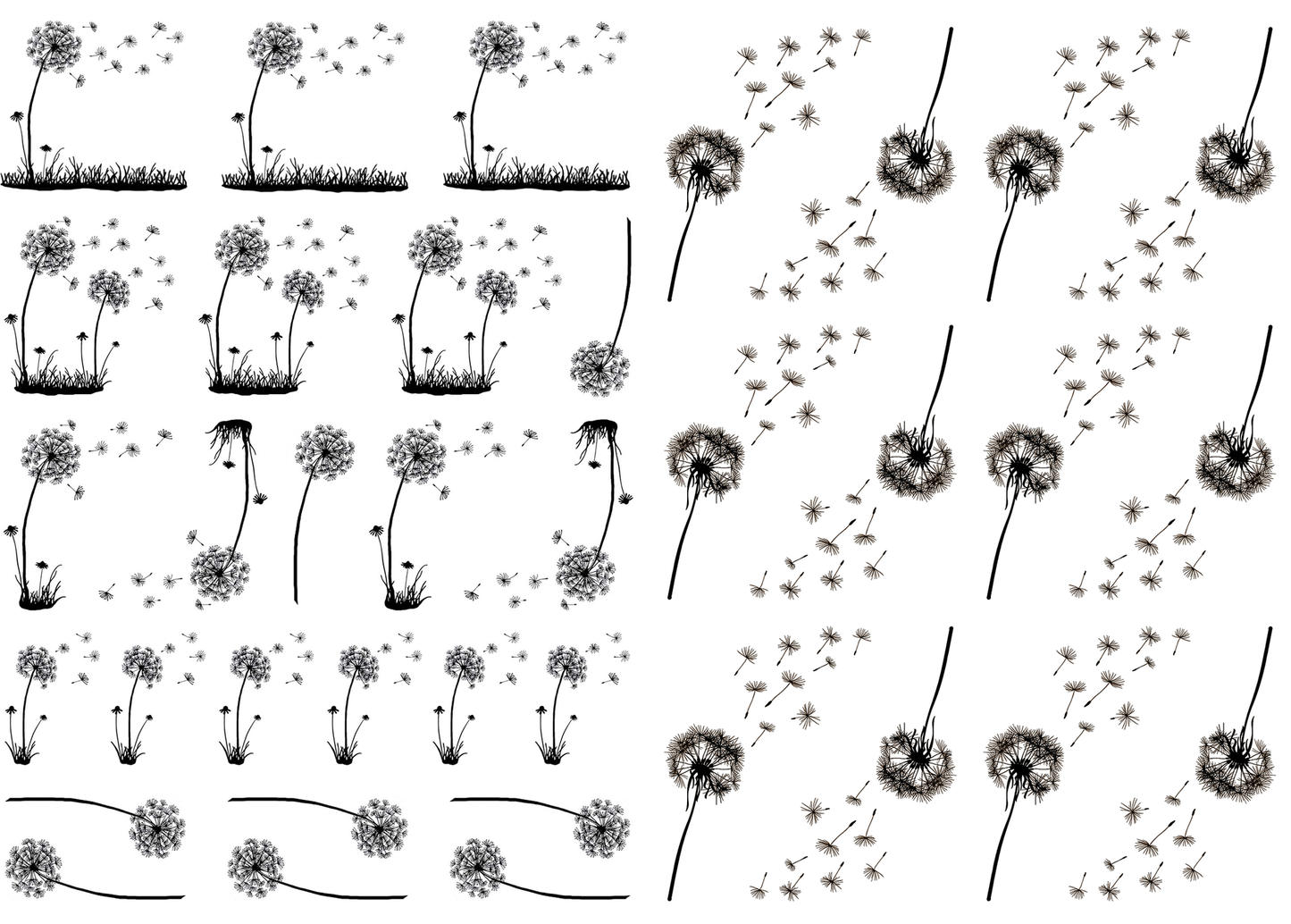 Dandelion Bits 35 pcs 0.75 to 1.5 Inch Black Fused Glass Decals