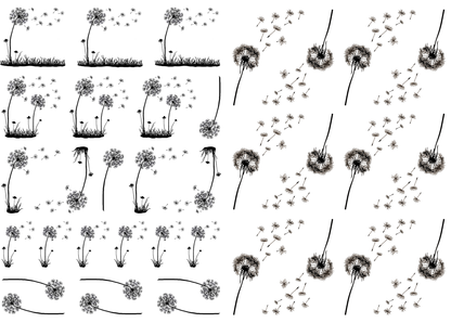 Dandelion Bits 35 pcs 0.75 to 1.5 Inch Black Fused Glass Decals