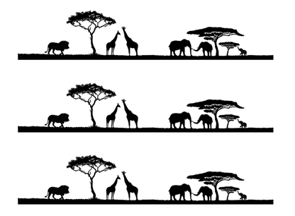 Barrette Africa 6 pcs 3.25 Black Fused Glass Decals