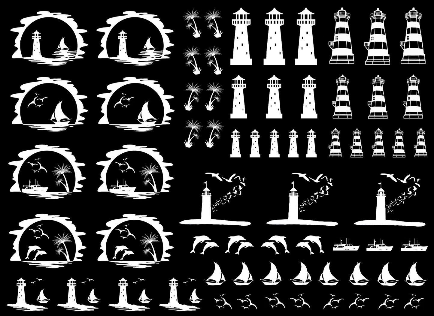 Coast Lighthouse 68 pcs White Fused Glass Decals