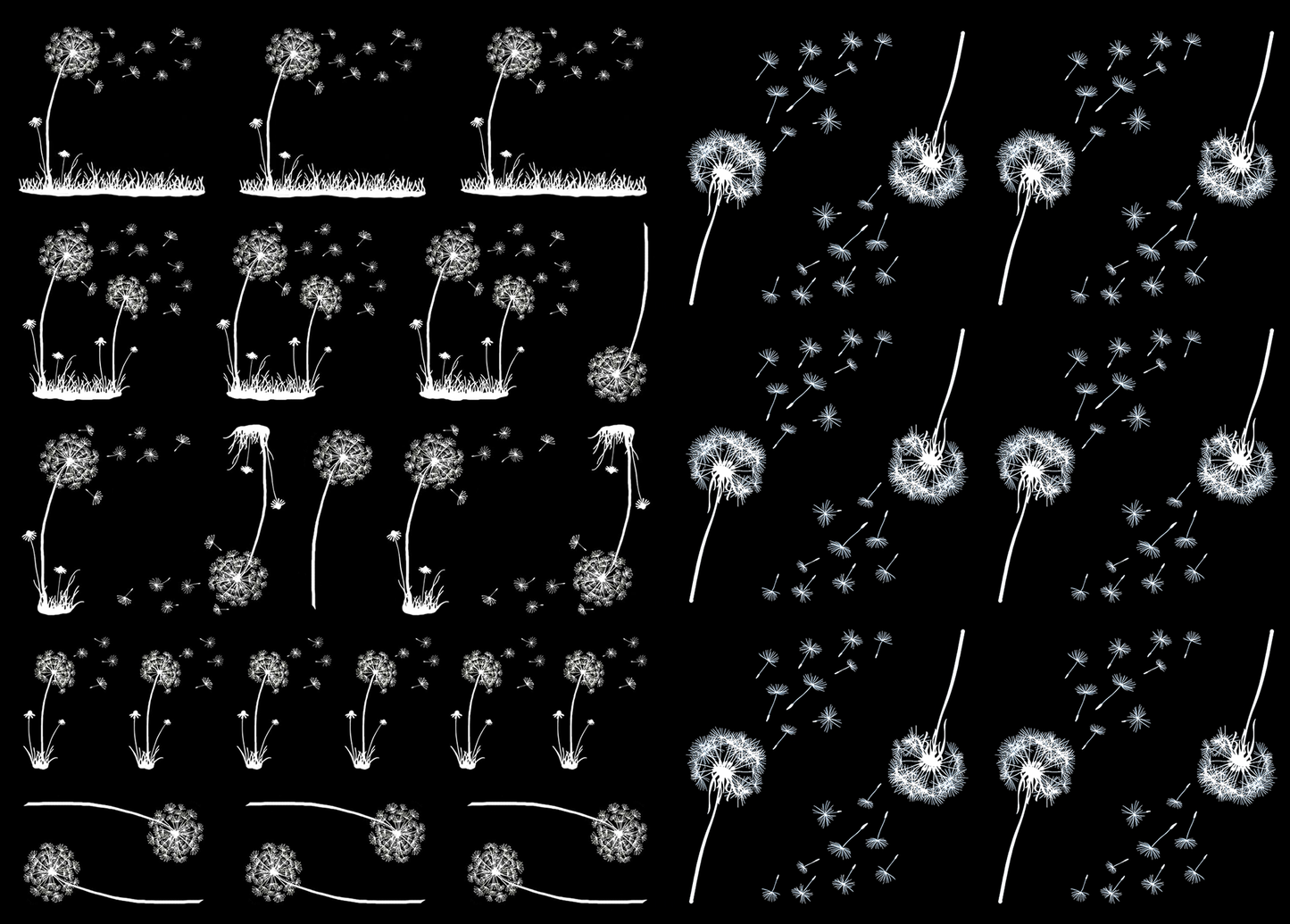 Dandelion Bits 35 pcs White Fused Glass Decals