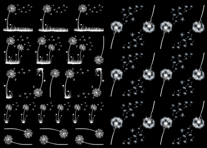 Dandelion Bits 35 pcs White Fused Glass Decals