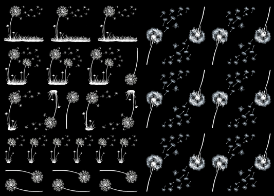 Dandelion Bits 35 pcs White Fused Glass Decals