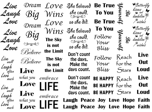 Inspiration Quips 47 pcs 0.5 to 1 Inch Black Fused Glass Decals